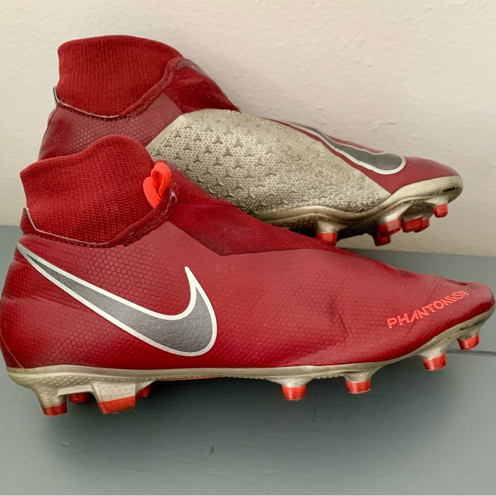 Nike Phantom VSN Red and Silver Soccer Cleats